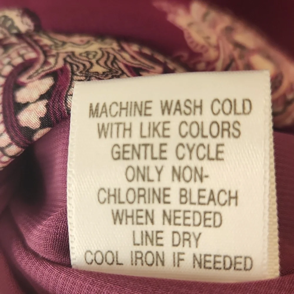 Apt.9 Women's Burgandy and Black Paisley Print Flutter Sleeve Top Size S - Picture 9 of 10